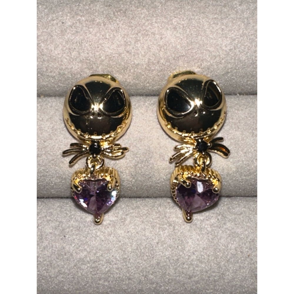 Nightmare Before Christmas Jack Skellington Gold Stud Earrings